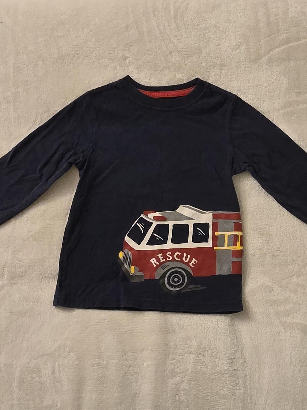 Carter's Navy Long-Sleeve Shirt with Red Rescue Fire Truck Graphic